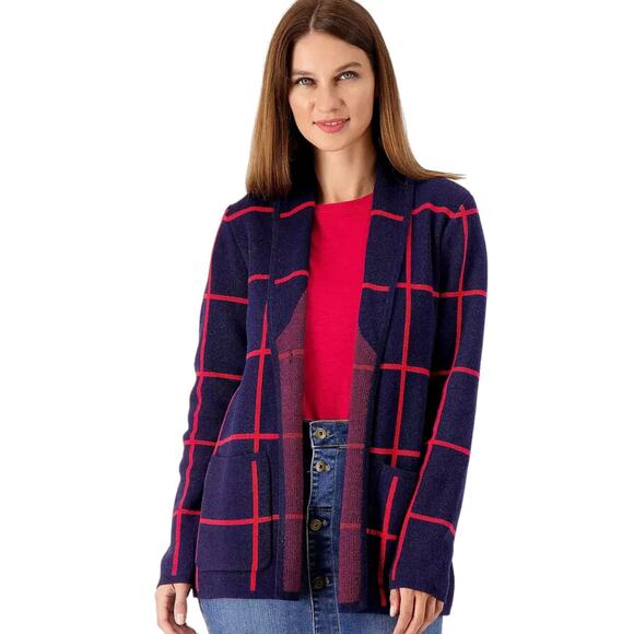 Denim & Co. Jacquard One Button Sweater Coat in Navy NEW Size 3X Plus - Picture 1 of 1